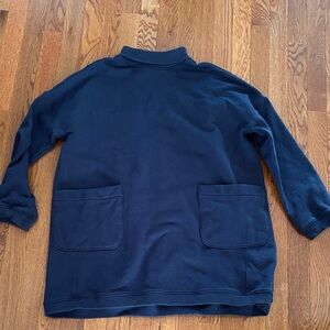 Pomander Place Navy Blue Long Sleeve Porter sweatshirt mini dress with Pockets